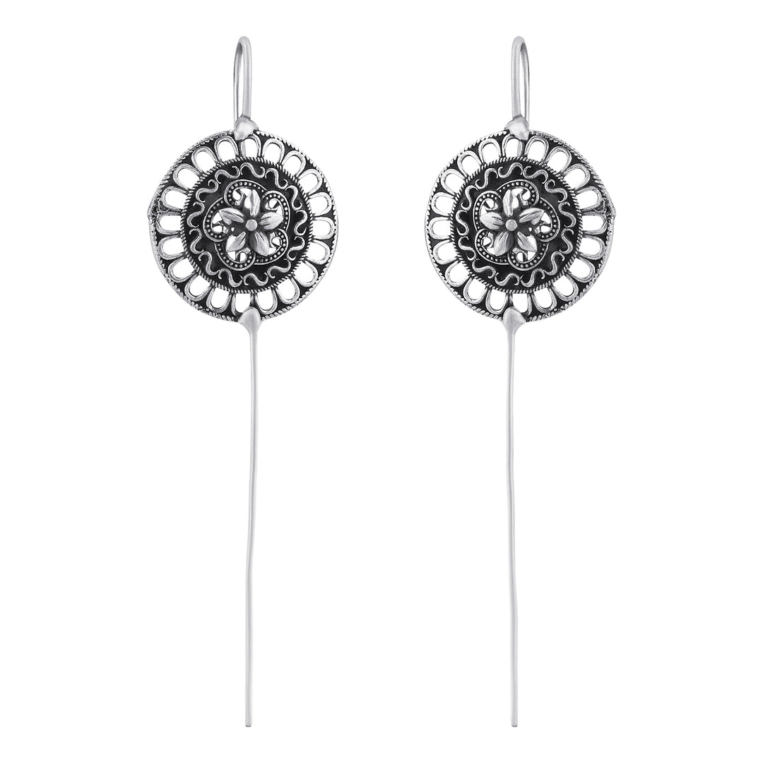 Aadyanta Silver Oxidised Earpin