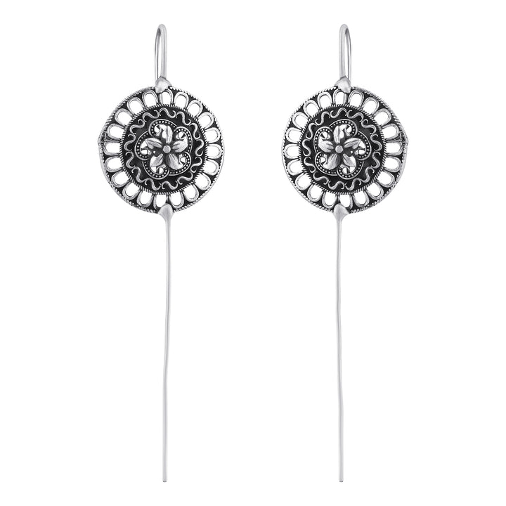 Aadyanta Silver Oxidised Earpin