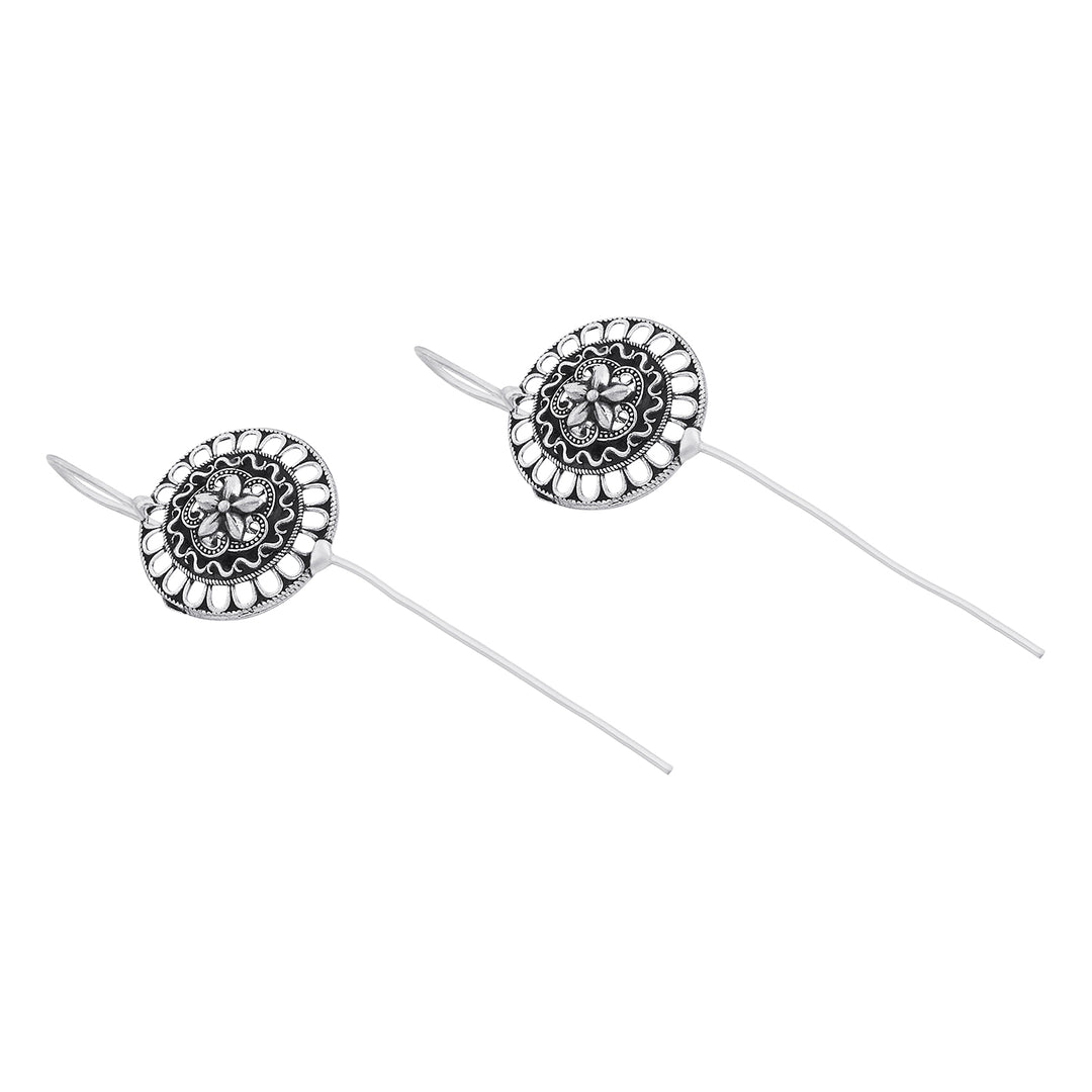 Aadyanta Silver Oxidised Earpin