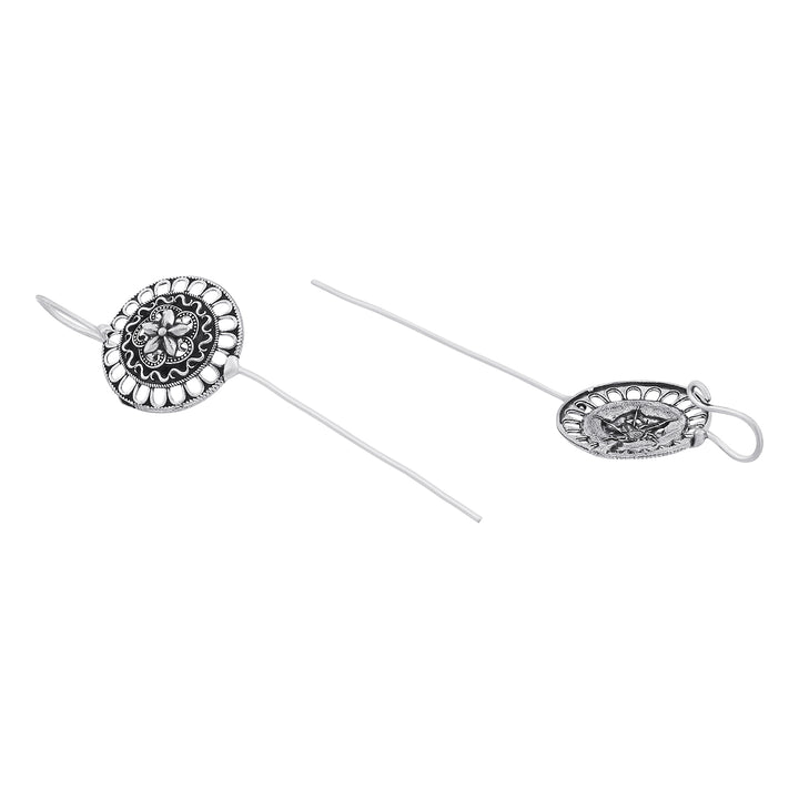 Aadyanta Silver Oxidised Earpin