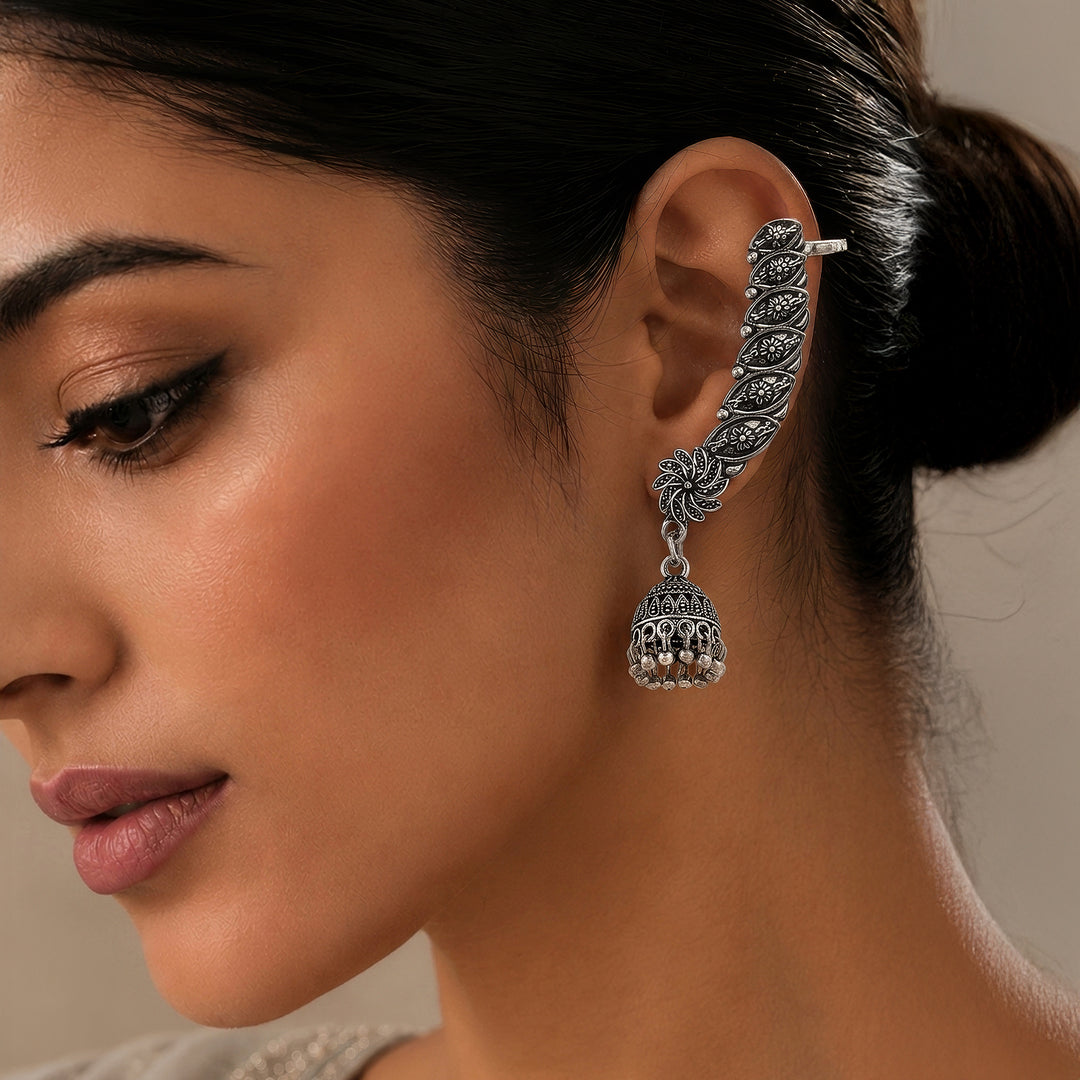 Janika Silver Oxidised Earcuff