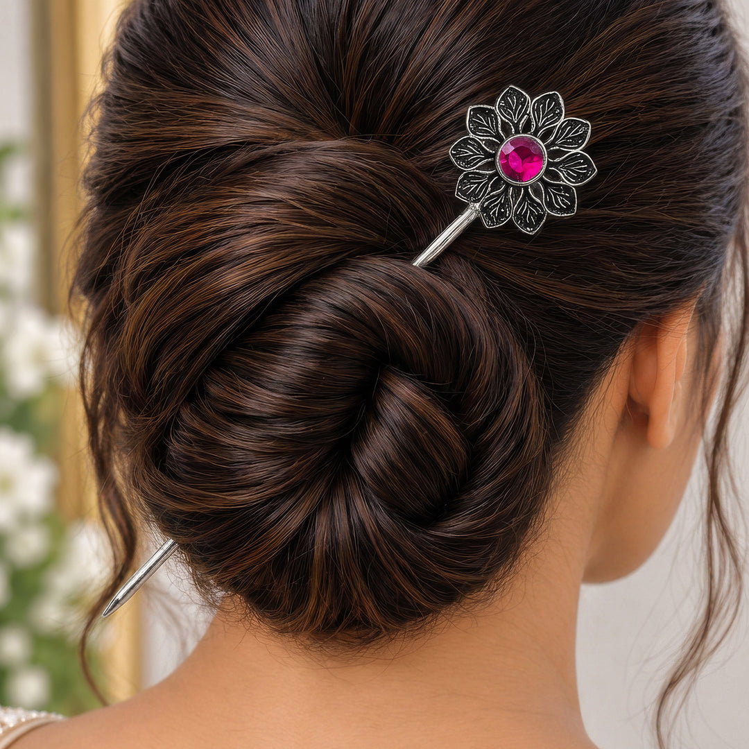 Rasika Silver Oxidised Hairpin