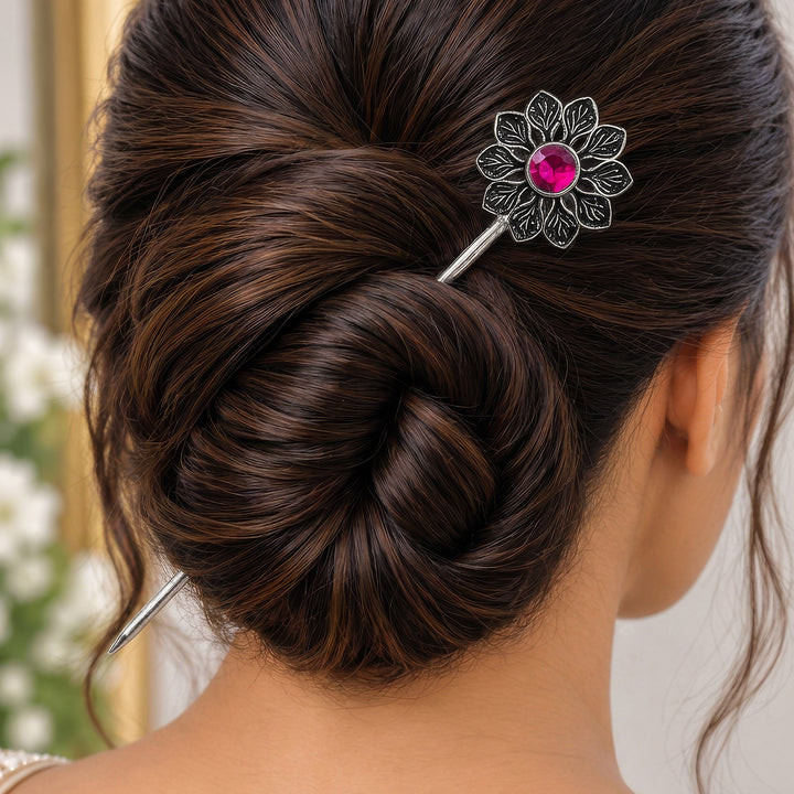 Rasika Silver Oxidised Hairpin