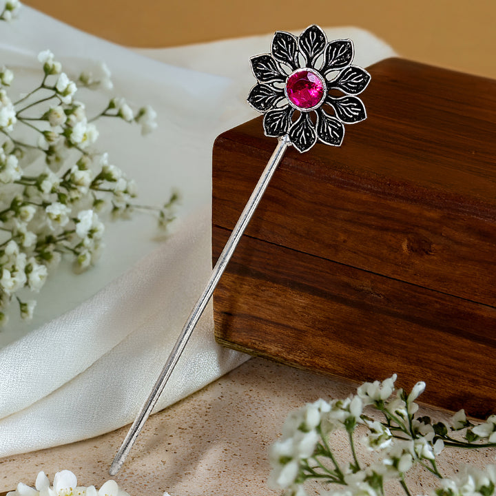 Rasika Silver Oxidised Hairpin