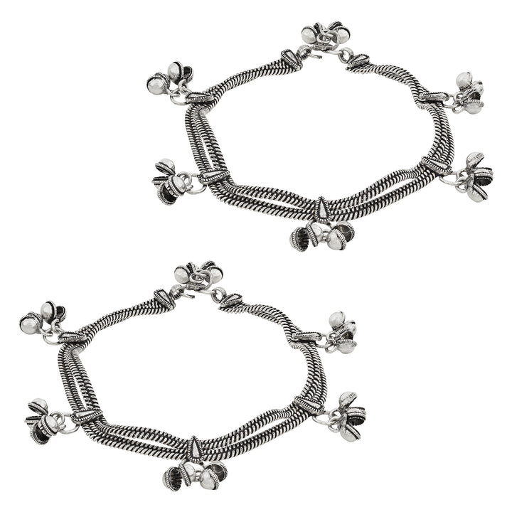 Aarna Silver Oxidised Anklet