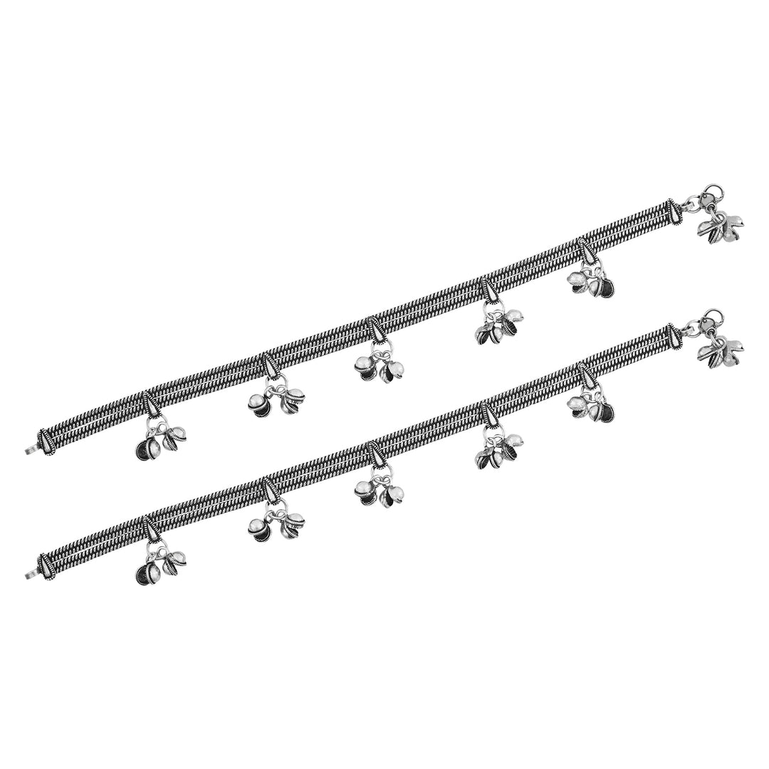Aarna Silver Oxidised Anklet