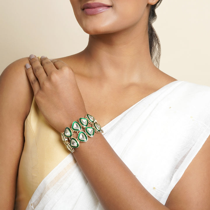 Teejh Riva Silver White-Green Bracelet