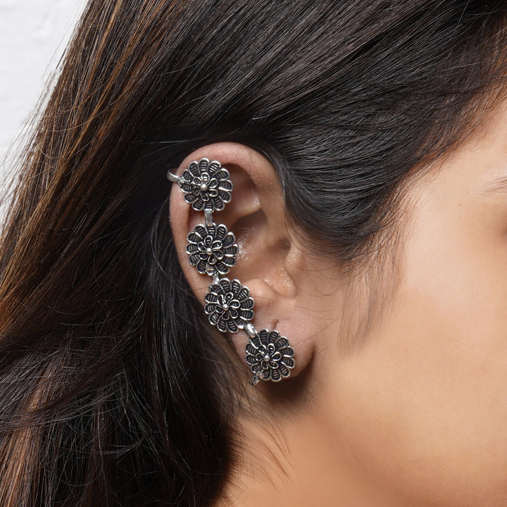 Teejh Rashtri Silver Oxidised Earcuffs
