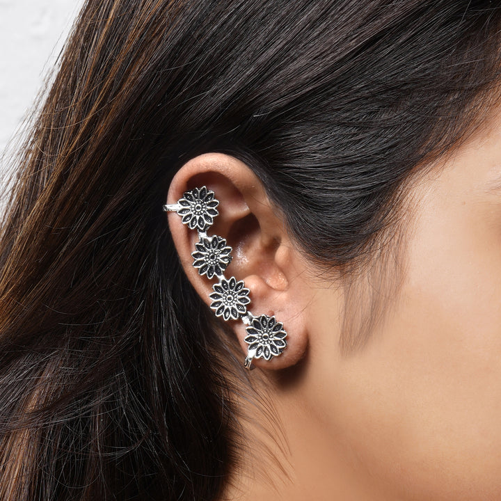 Teejh Darani Silver Oxidised Earcuffs