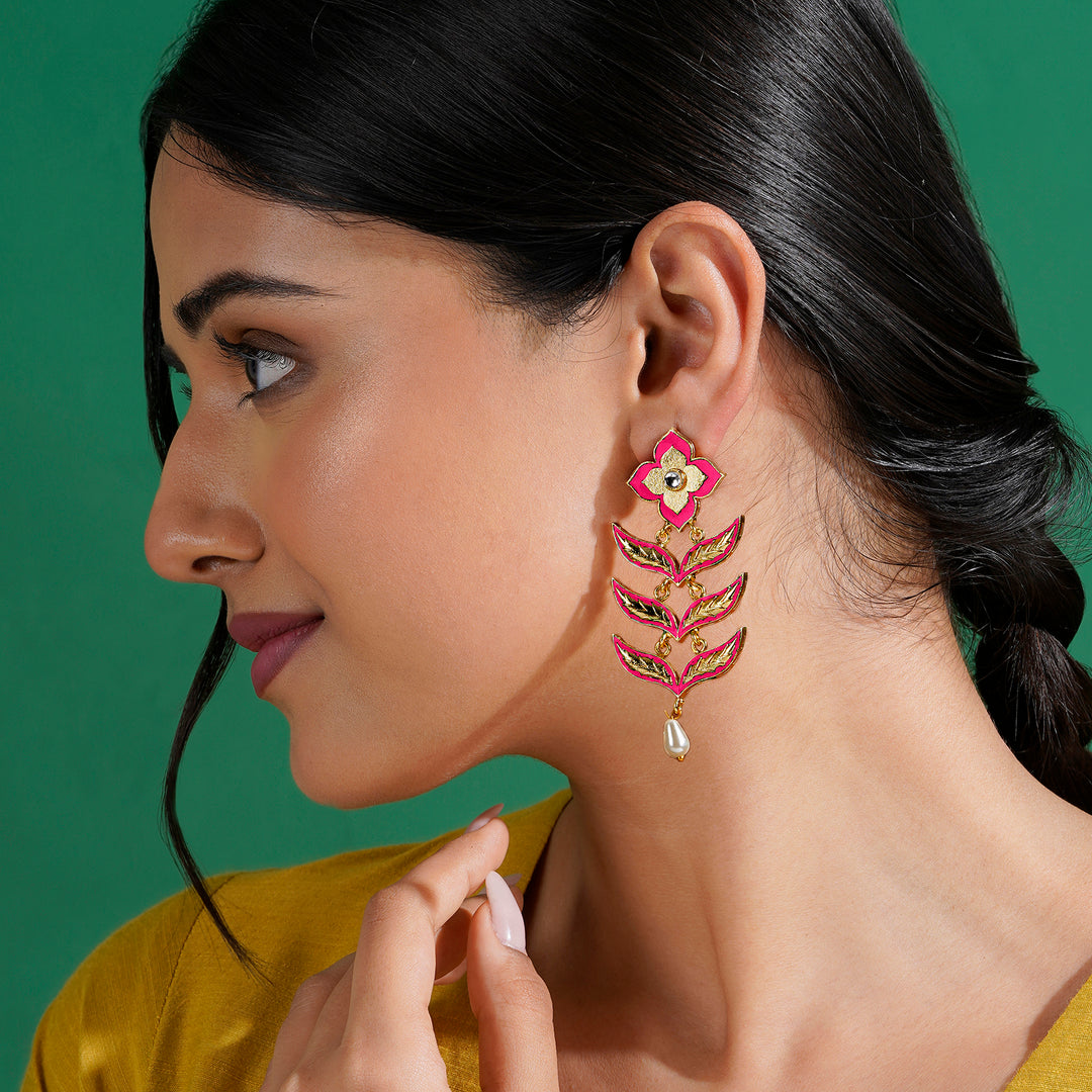 Not So Sati Savitri Fuschia Pink Truck Art Earrings