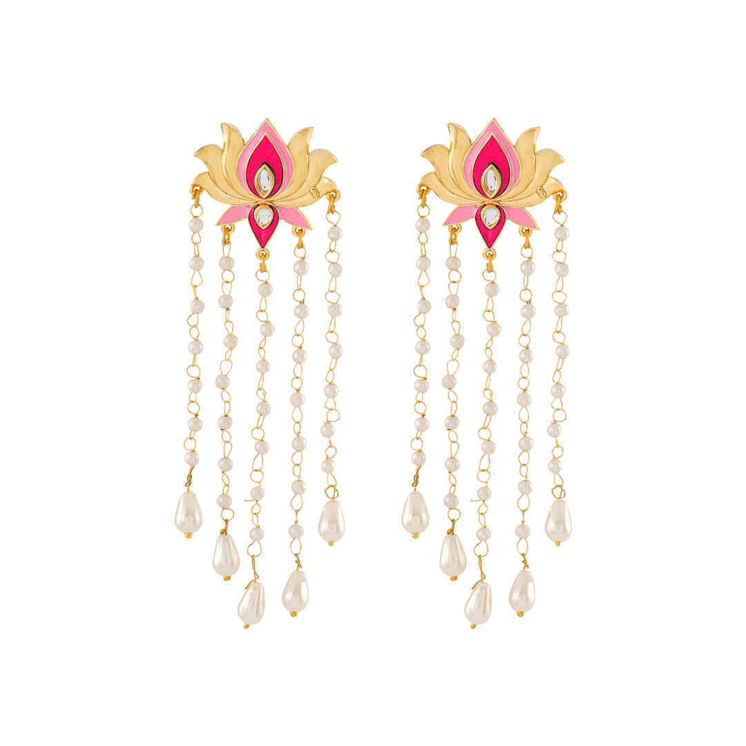 Chamak Chalo Light Pink &amp; Fuschia Pink Truck Art Earrings