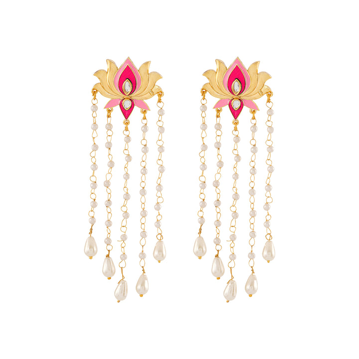 Chamak Chalo Light Pink &amp; Fuschia Pink Truck Art Earrings