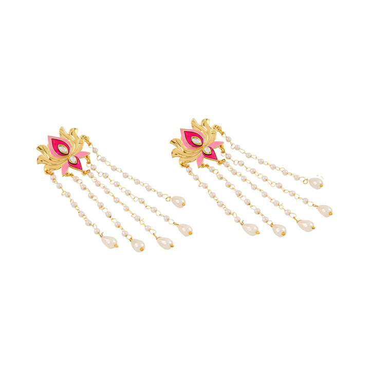Chamak Chalo Light Pink &amp; Fuschia Pink Truck Art Earrings