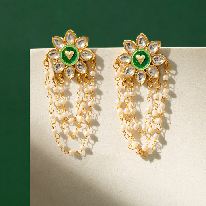 Dekho Magar Pyaar se Light Green &amp; Dark Green Truck Art  Earrings