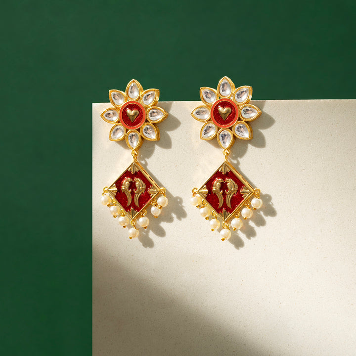 Laung Da Lashkara Maroon &amp; Orange Truck Art  Earrings