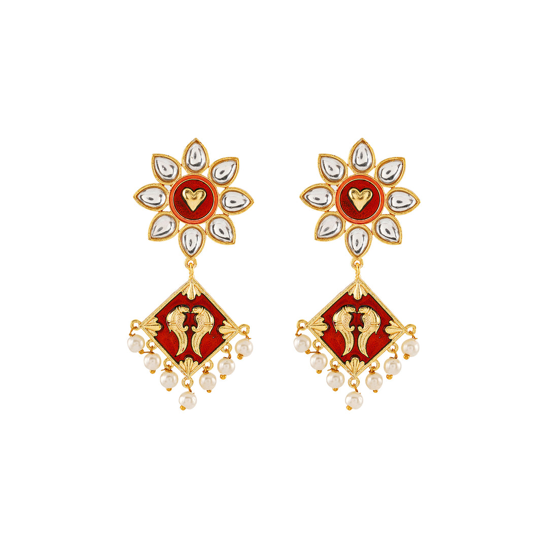 Laung Da Lashkara Maroon &amp; Orange Truck Art  Earrings