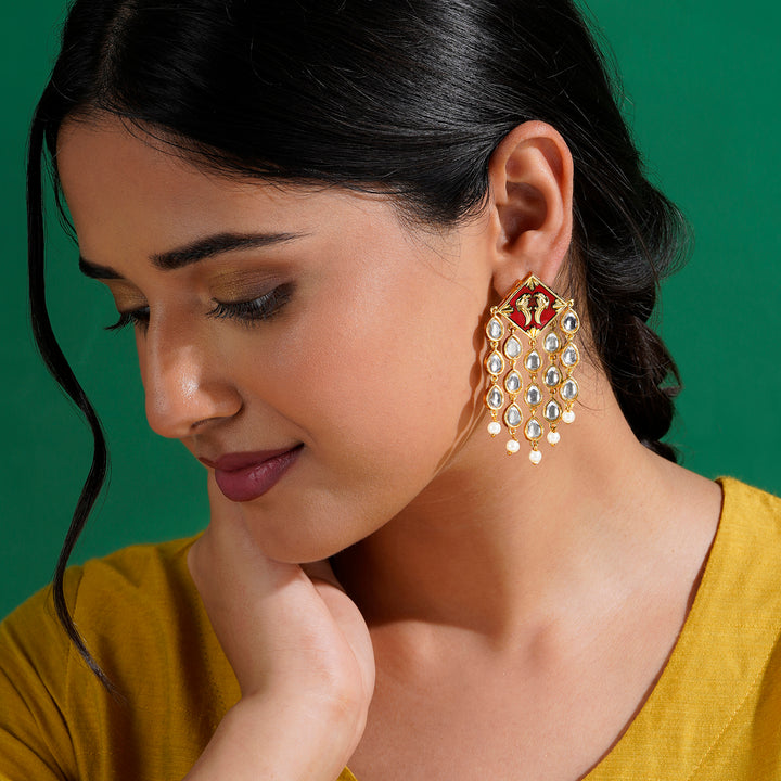 Ashoka Maroon &amp; Orange Truck Art Earrings