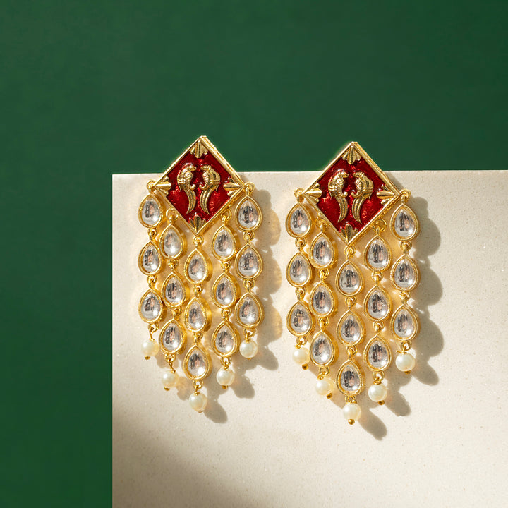 Ashoka Maroon &amp; Orange Truck Art Earrings