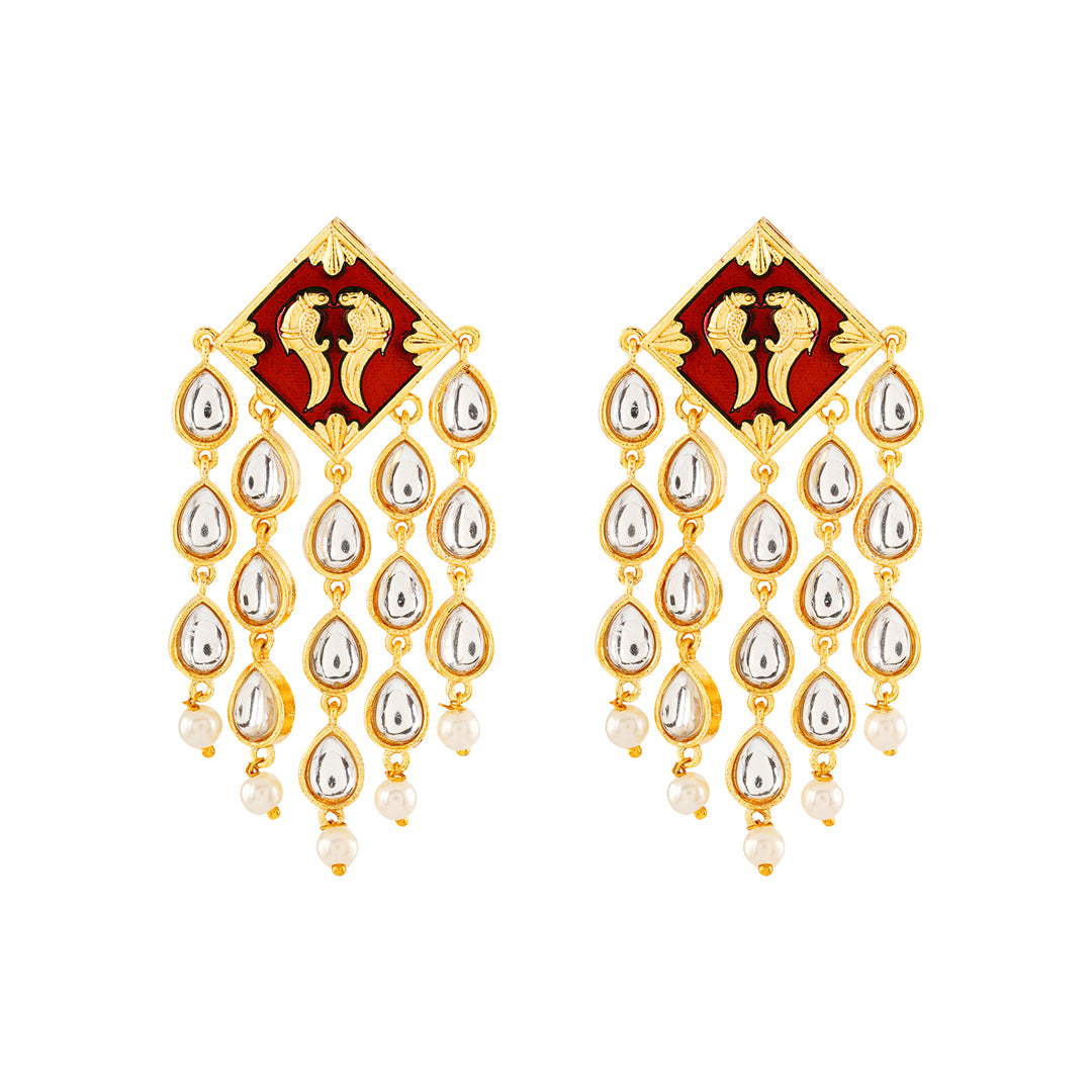 Ashoka Maroon &amp; Orange Truck Art Earrings