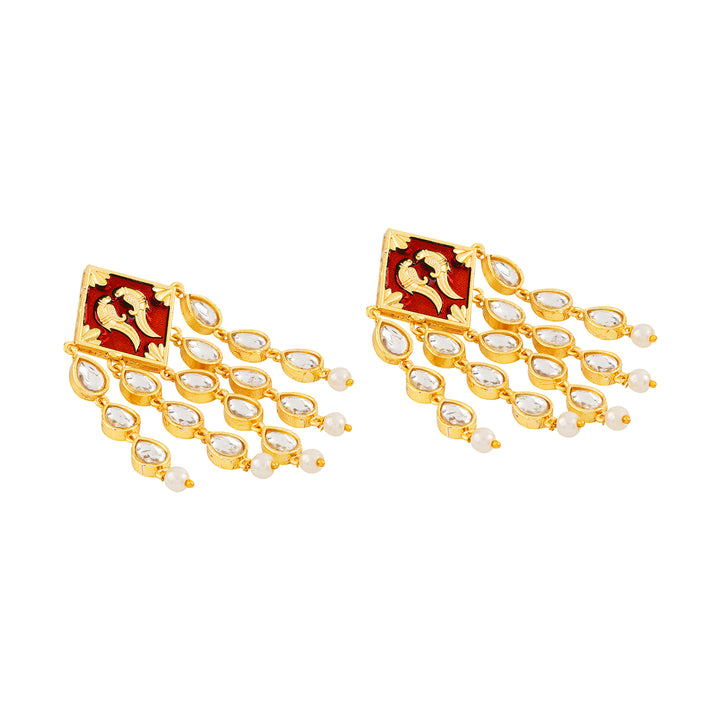 Ashoka Maroon &amp; Orange Truck Art Earrings