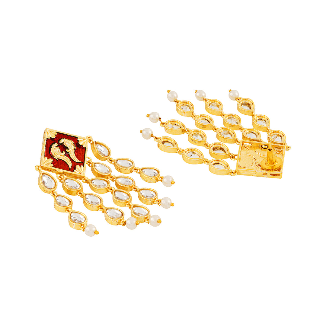 Ashoka Maroon &amp; Orange Truck Art Earrings