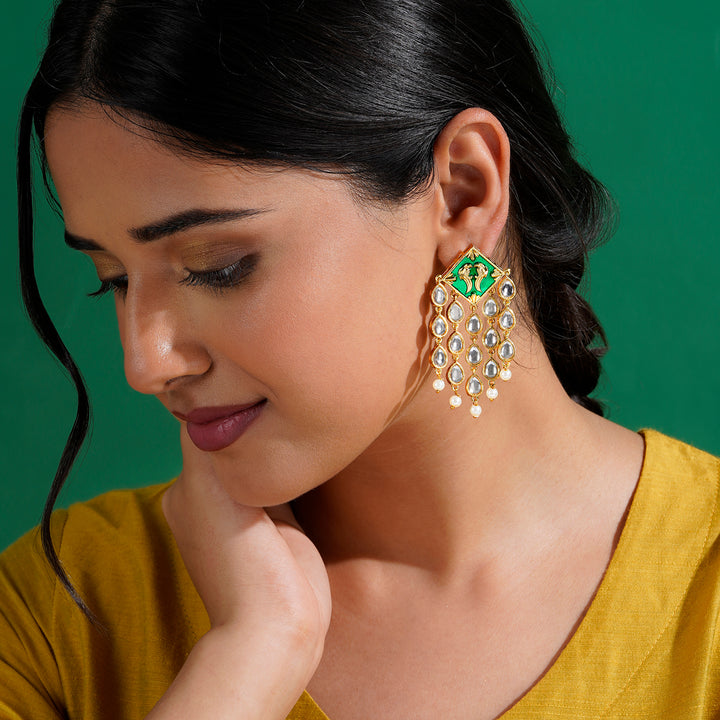 Ashoka Light Green and Dark Green Truck Art Earrings