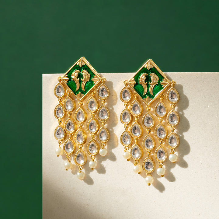 Ashoka Light Green and Dark Green Truck Art Earrings