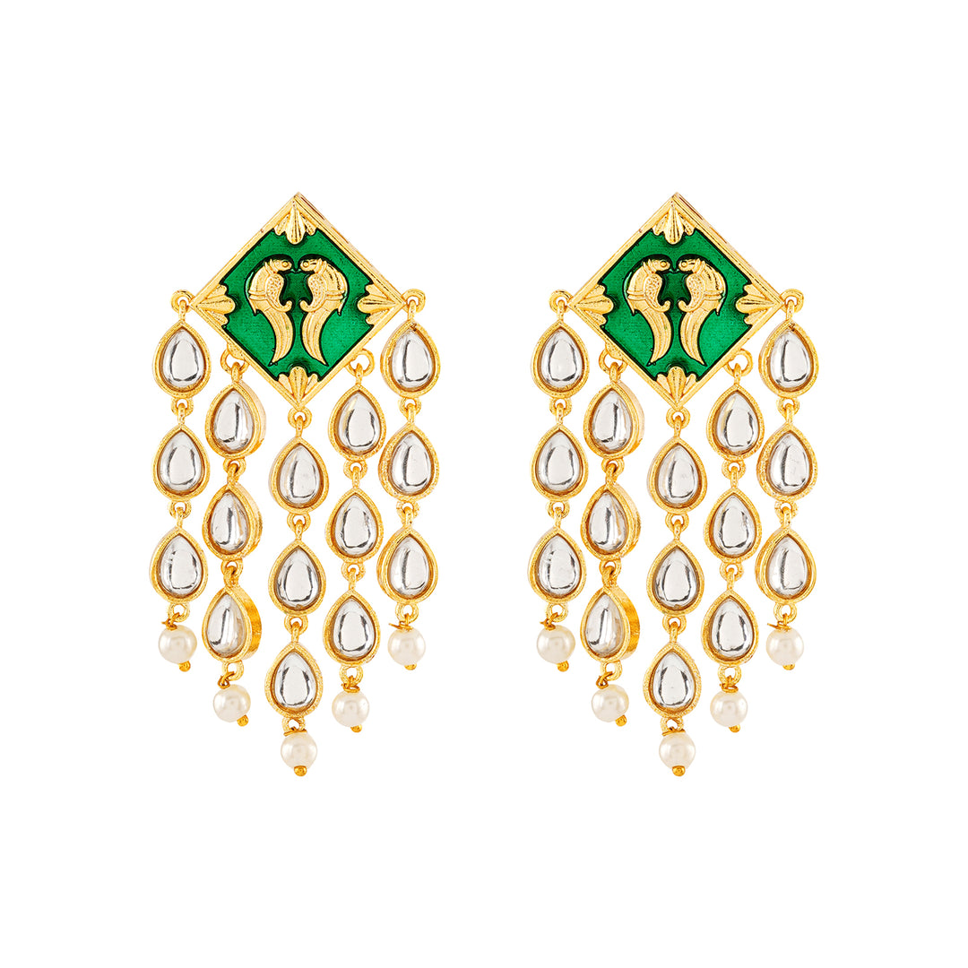 Ashoka Light Green and Dark Green Truck Art Earrings