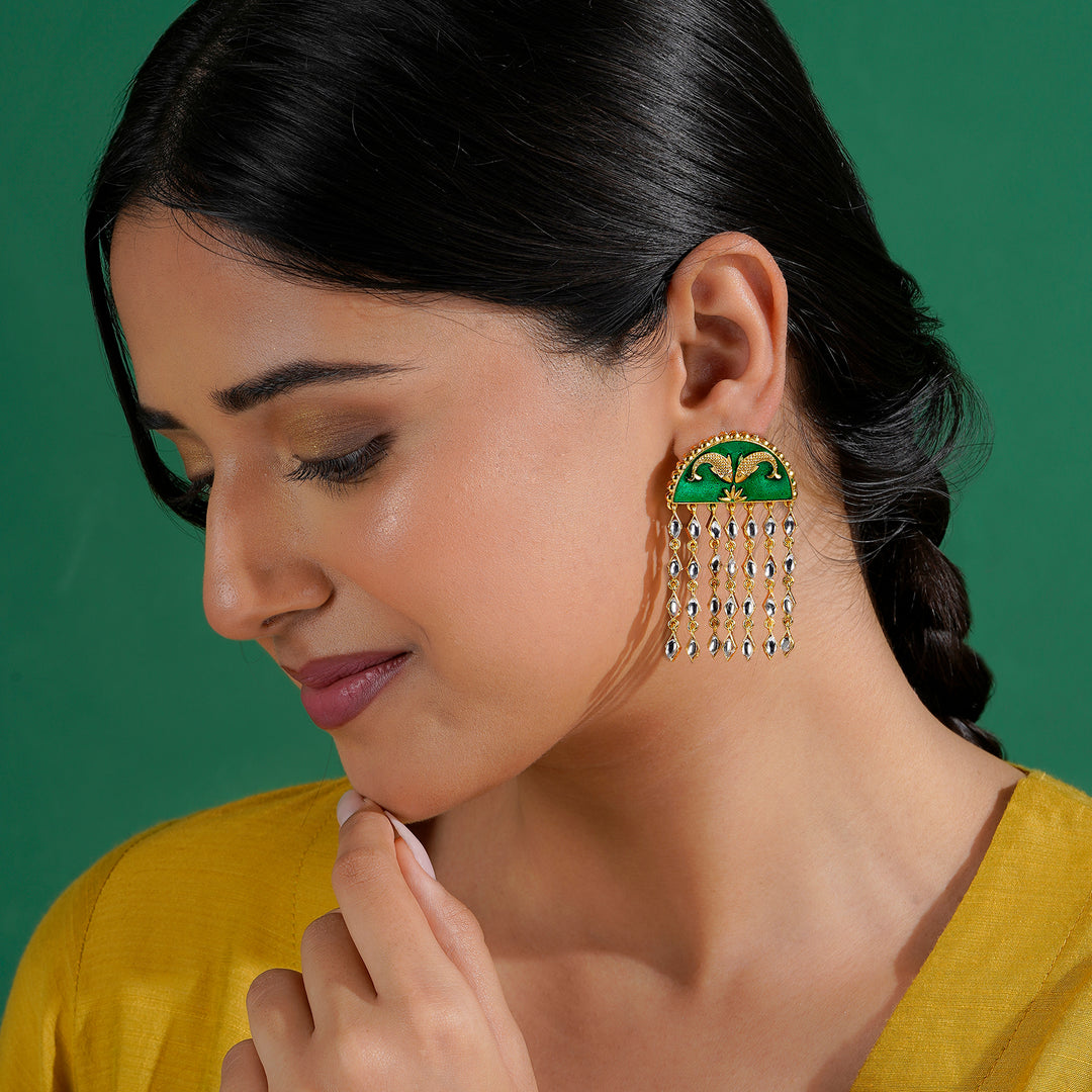 Choli ke Peeche Green Truck Art Earrings
