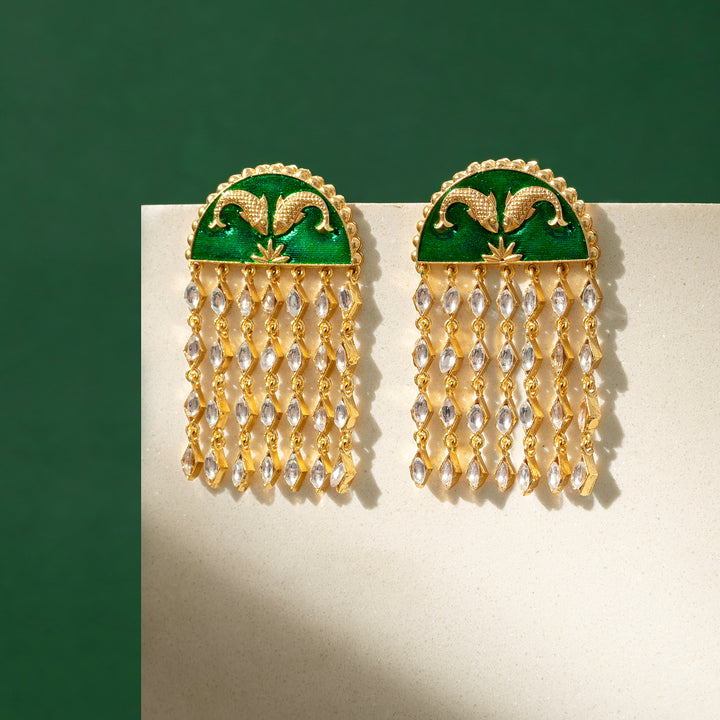 Choli ke Peeche Green Truck Art Earrings