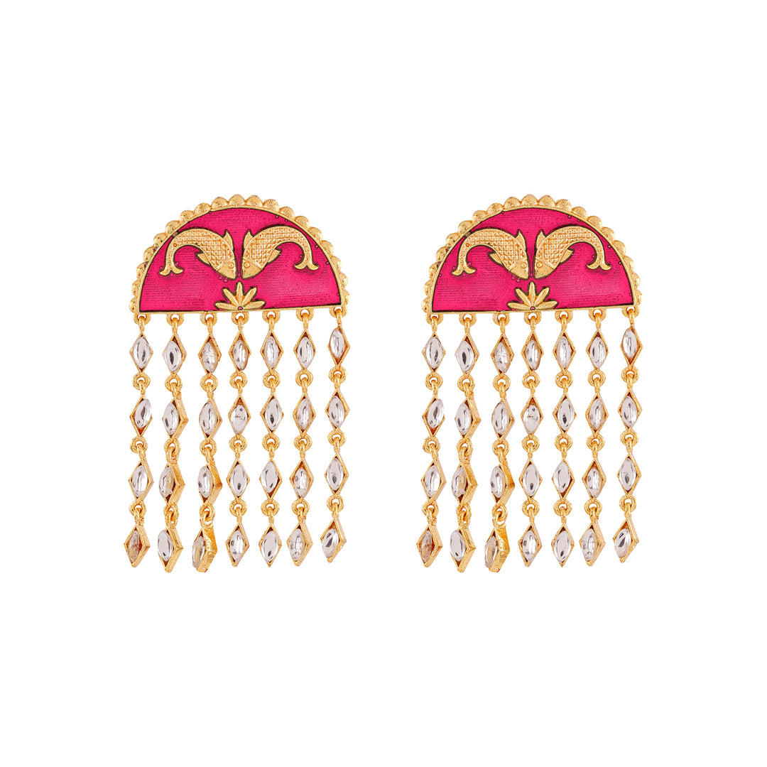 Choli ke Peeche Fuscia Pink Truck Art Earrings