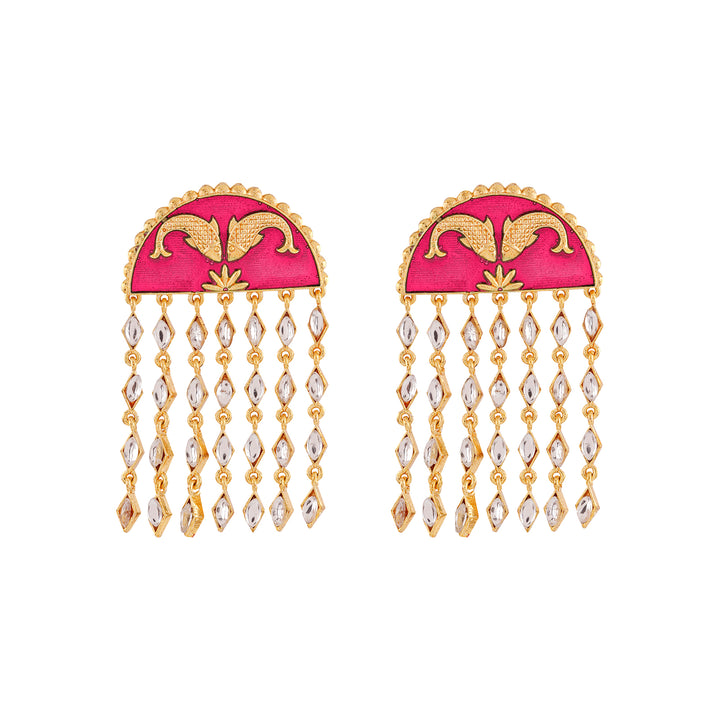 Choli ke Peeche Fuscia Pink Truck Art Earrings