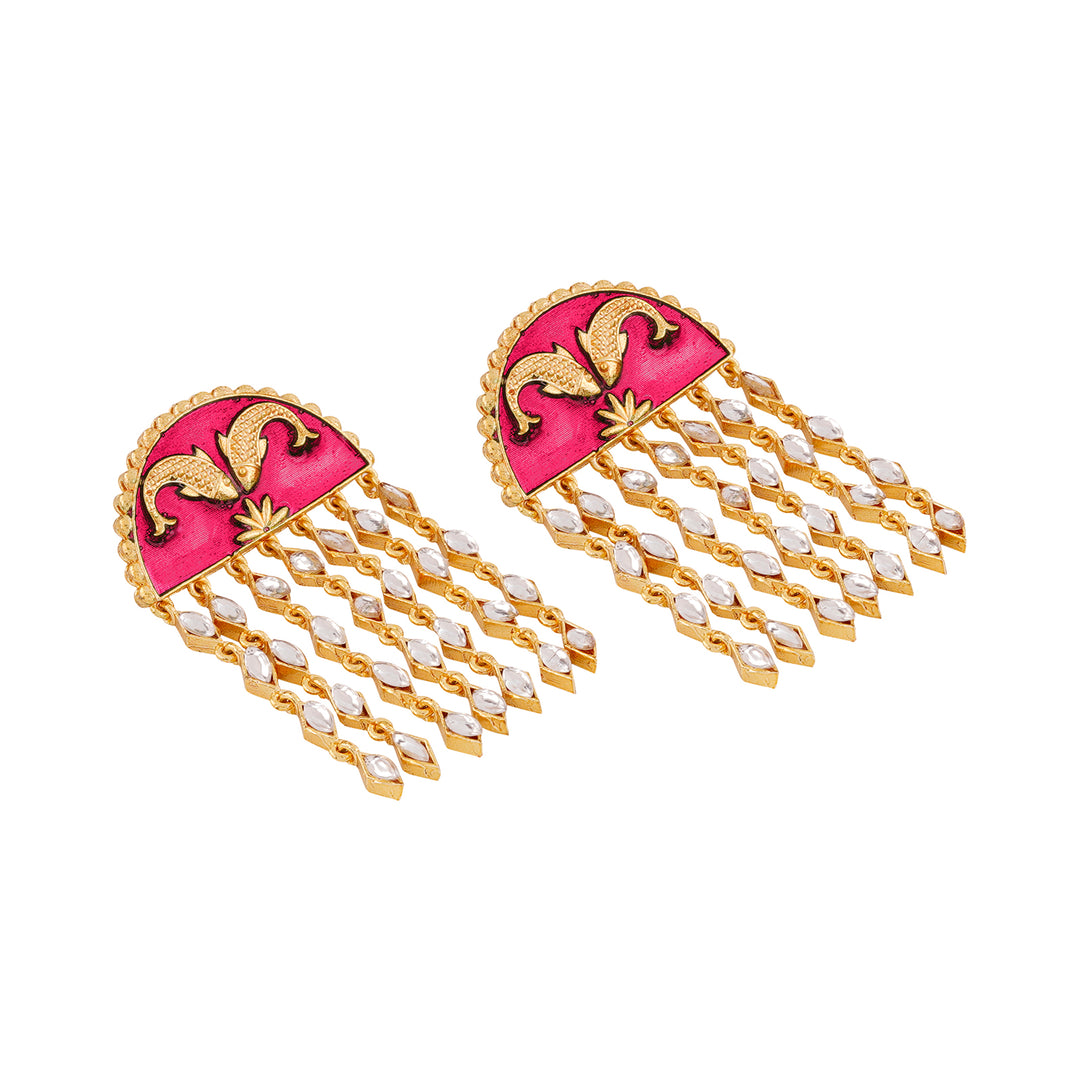 Choli ke Peeche Fuscia Pink Truck Art Earrings