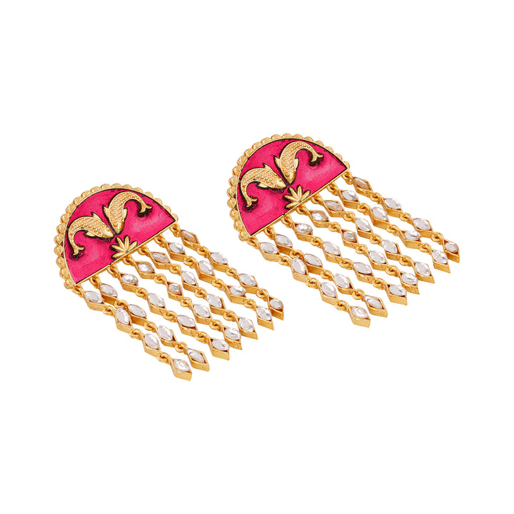 Choli ke Peeche Fuscia Pink Truck Art Earrings