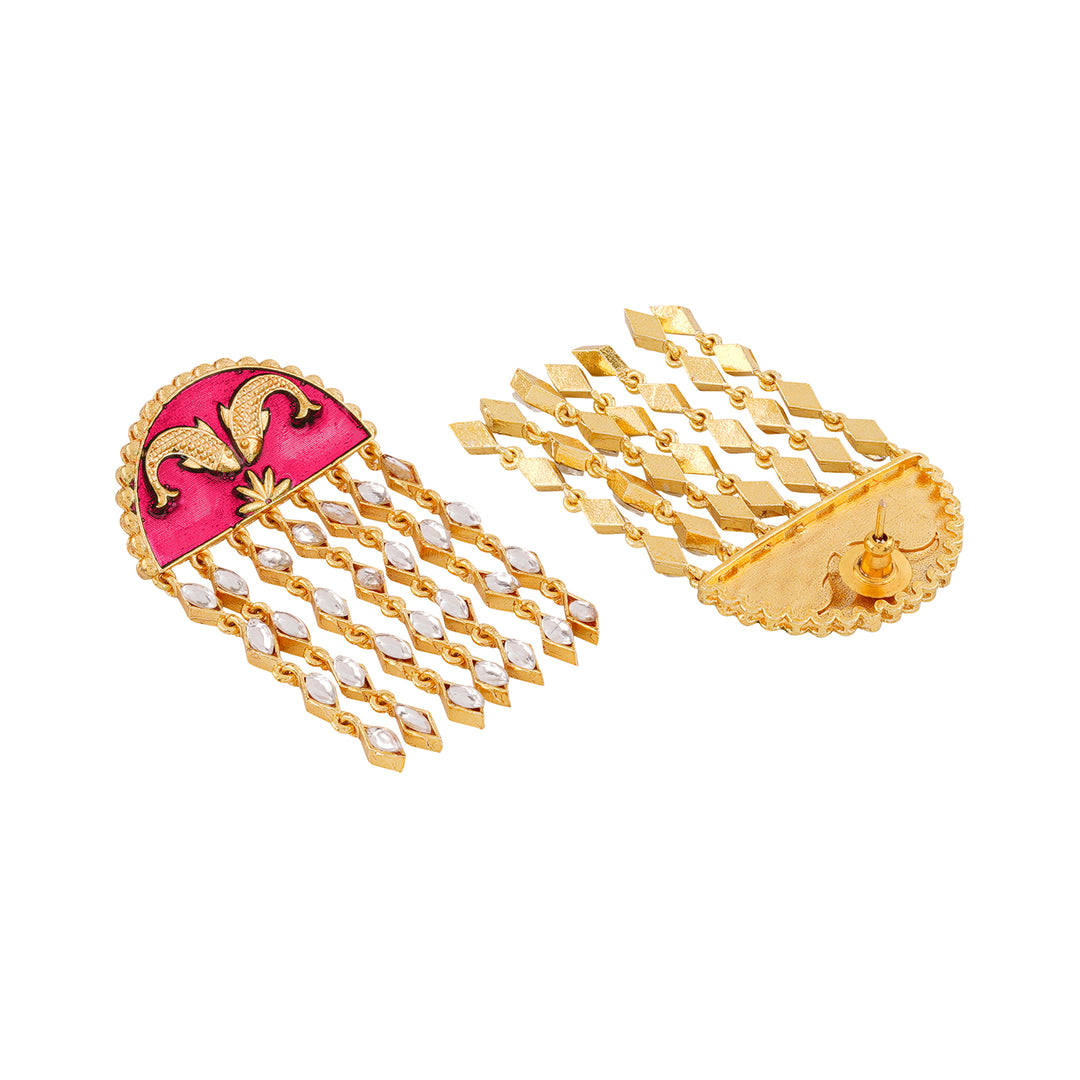 Choli ke Peeche Fuscia Pink Truck Art Earrings
