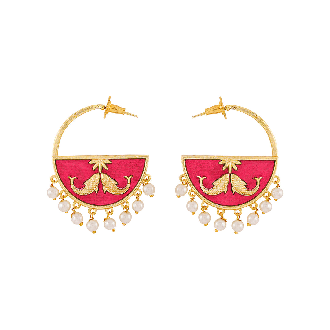 Param Sundari Fuschia Pink Truck Art Earrings