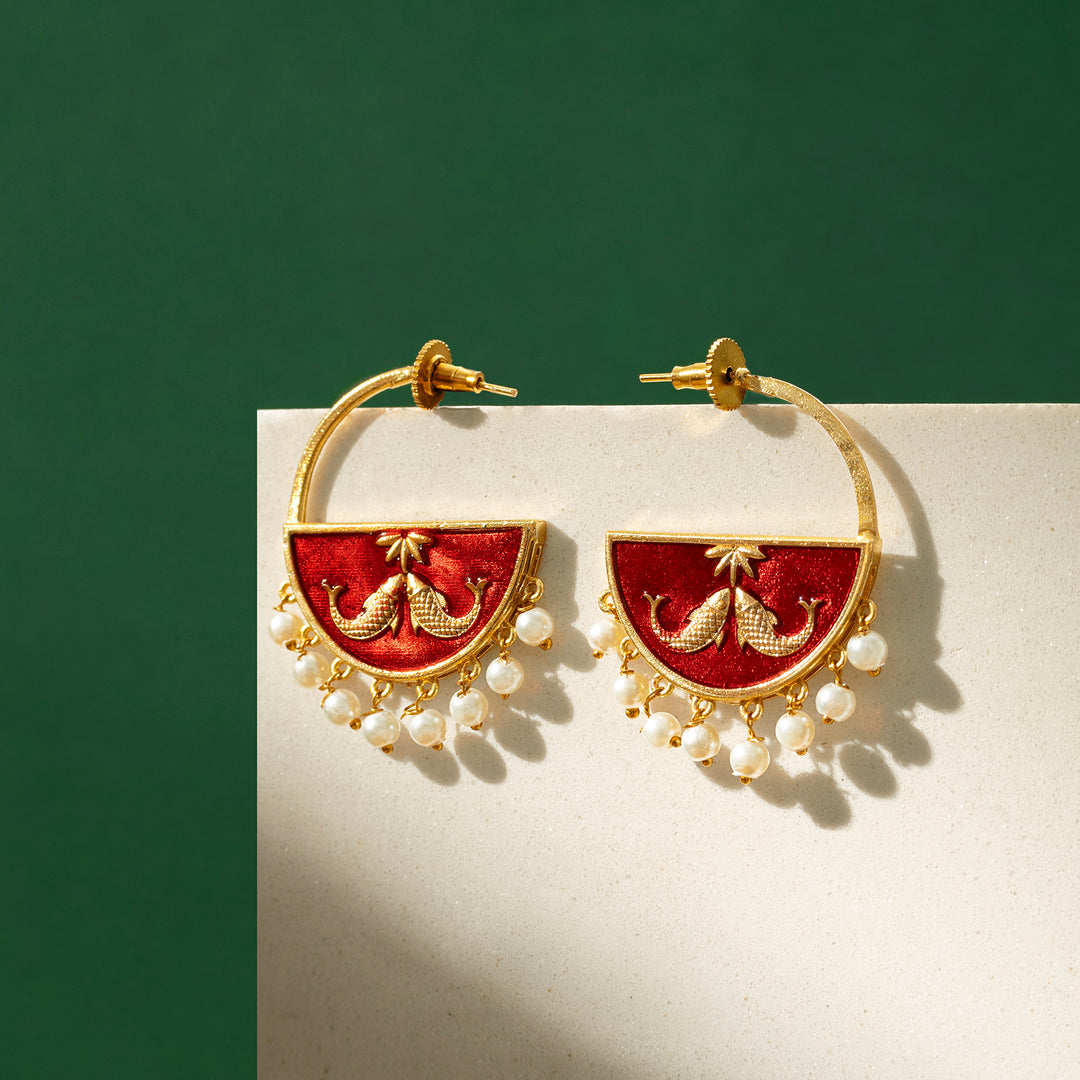 Param Sundari Maroon Truck Art Earrings – Teejh