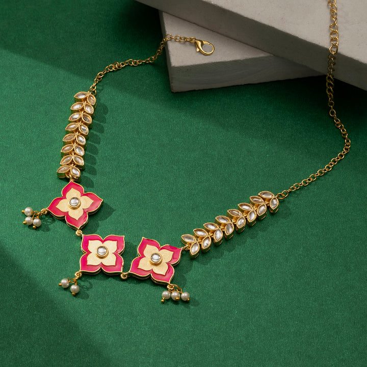 Hello Phools Fuschia Pink Necklace