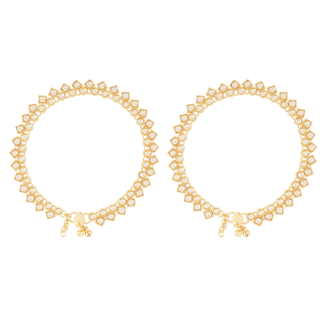 Teejh Kasturi Pearl and Gold Anklets