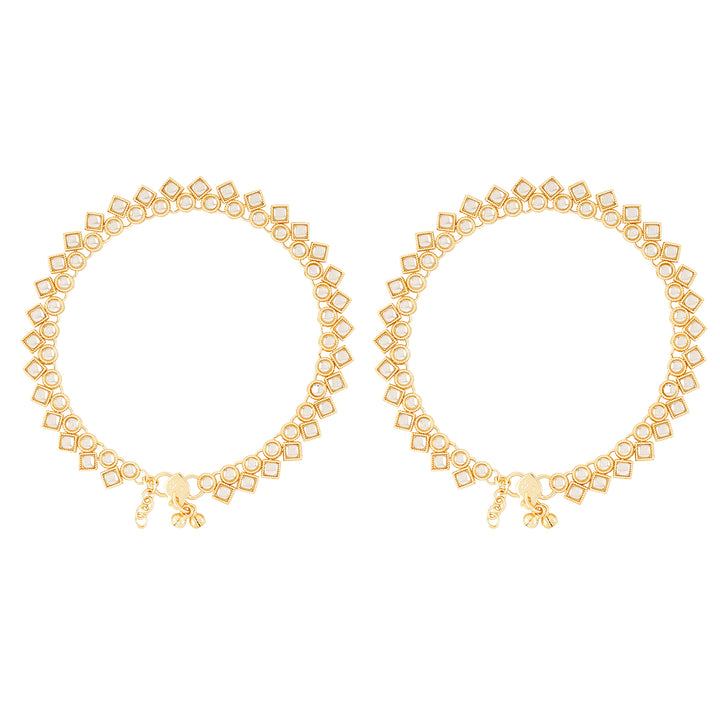 Teejh Kasturi Pearl and Gold Anklets