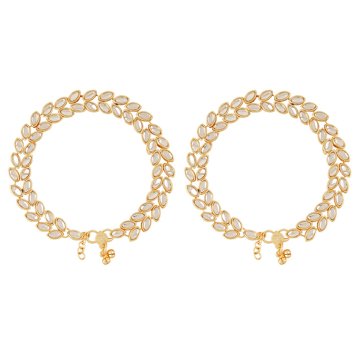 Teejh Tasmi Gold and Mirror Anklets