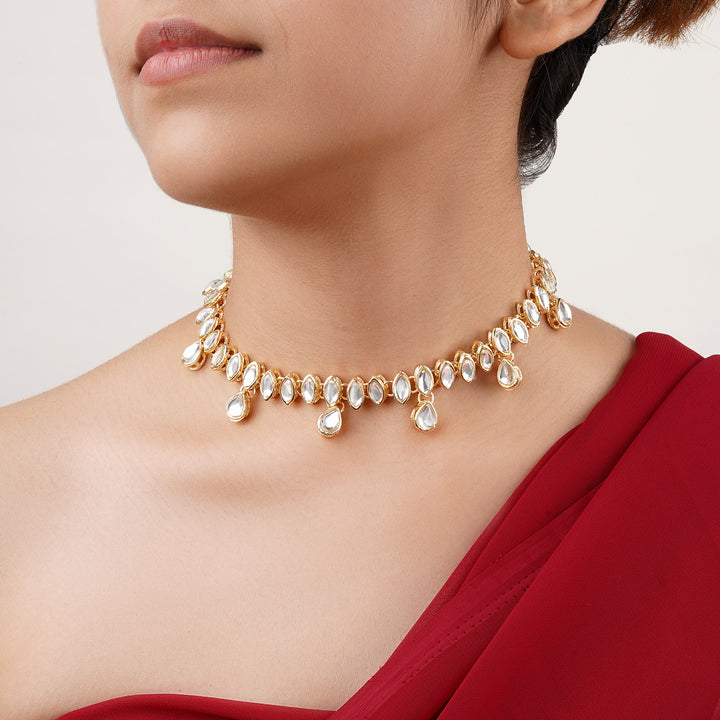 Teejh Keerat Gold and Mirror Choker Necklace