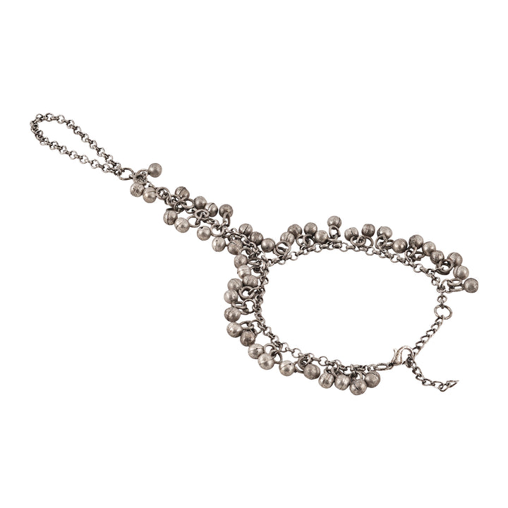 Teejh Maitreyi Silver Oxidised Ghungroo Hathphool