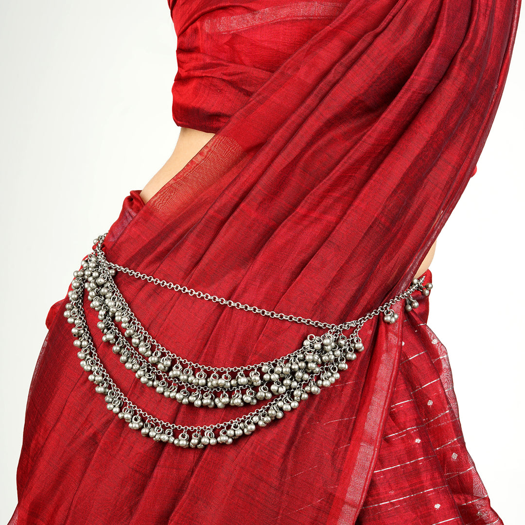 Teejh Ambala Silver Oxidised Ghungroo Kamarbandh