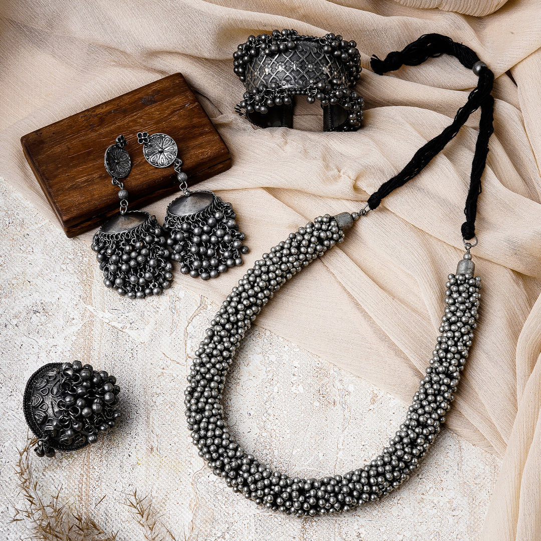 Teejh Ishaani Silver Oxidised Jewelry Gift Set