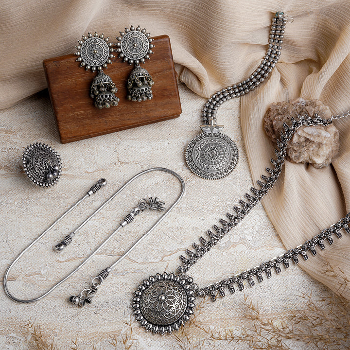 Teejh Stuti Silver Oxidised Jewelry Gift Set