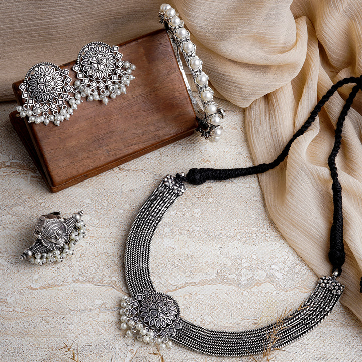 Teejh Lavika Silver Oxidised Jewelry Gift Set