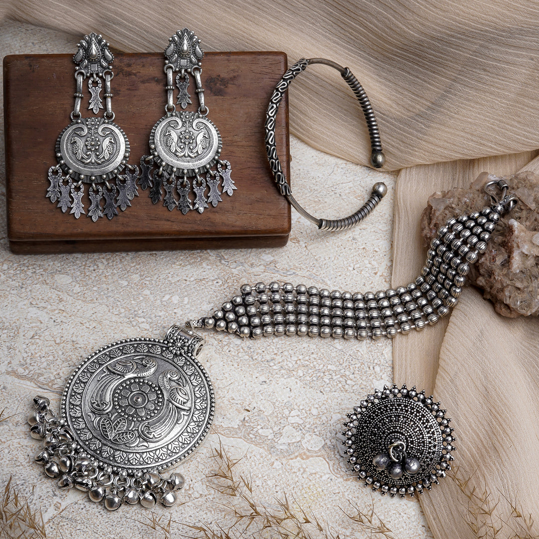 Teejh Subhi Silver Oxidised Jewelry Gift Set