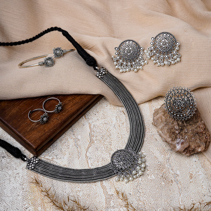 Teejh Saanchal Silver Oxidised Jewelry Gift Set