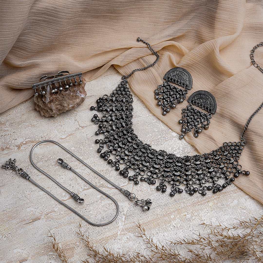 Teejh Kumari Silver Oxidised Jewelry Gift Set